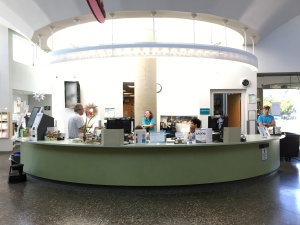 Circulation Desk at the Pacific Beach/Taylor Branch Library; photograph by Richard Busch