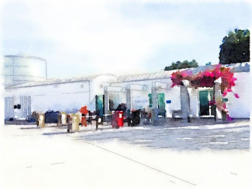 PB Library Book Sale; watercolor by Richard Busch